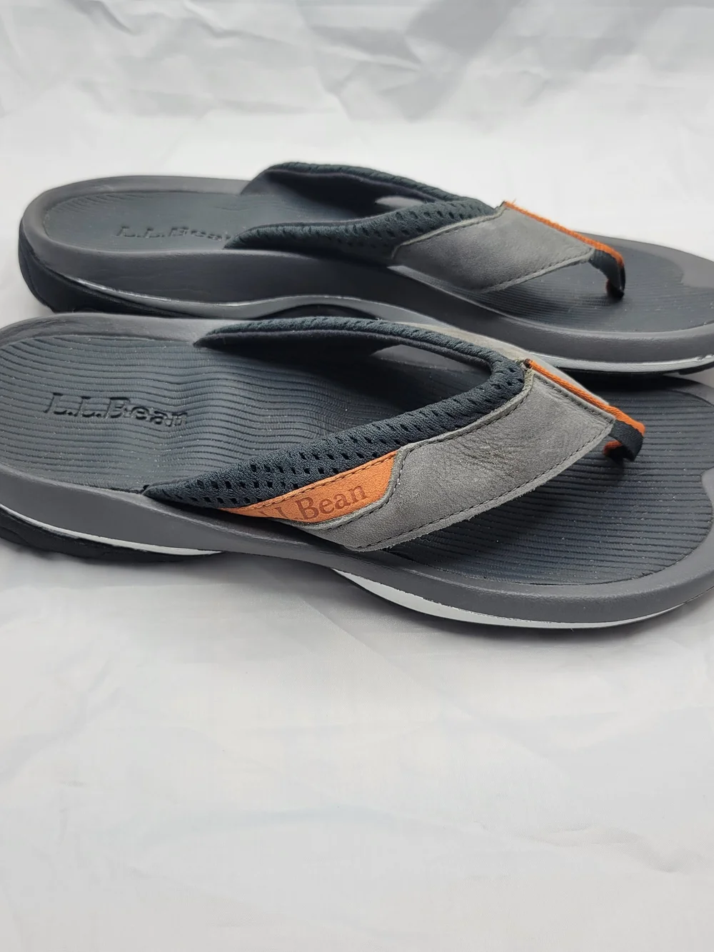 L.L. Bean Men's Gray & Orange Flip Flops